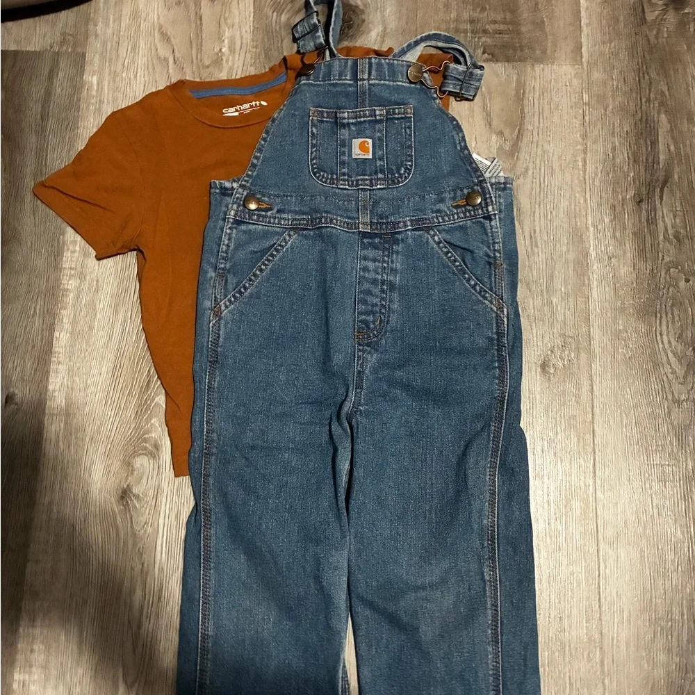 Carhartt Brown Tee with Blue Trim - Picture 1 of 6